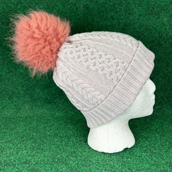 Smartwool Lodge Girl Beanie Womens Pink Blush Rose Pom Light Pink Knit Hat Fuzzy - Picture 4 of 11